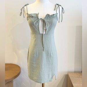 Tulum Linen Mini Dress / Mint Green / S